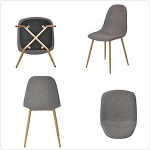 Set of 4 - Modern Mid Century Style Grey Fabric Cushion Dining Chairs