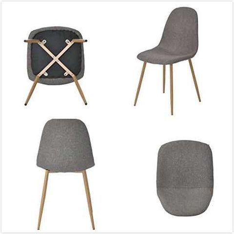 Image of Set of 4 - Modern Mid Century Style Grey Fabric Cushion Dining Chairs