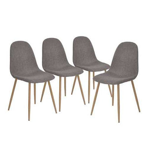 Set of 4 - Modern Mid Century Style Grey Fabric Cushion Dining Chairs