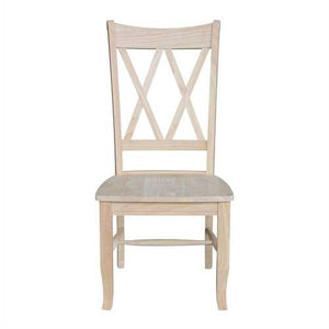 Set of 2 - Traditional Unfinished Wood Dining Chairs