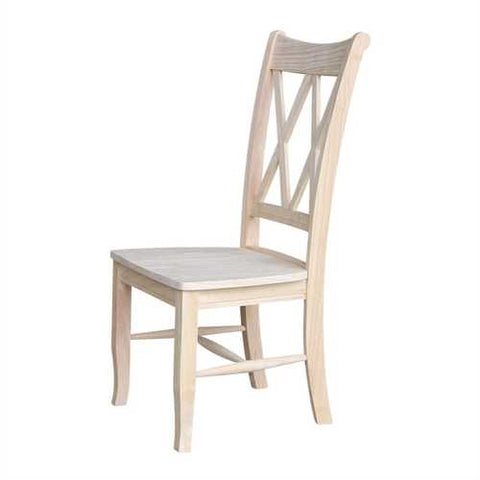 Image of Set of 2 - Traditional Unfinished Wood Dining Chairs