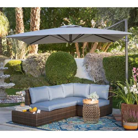 Image of Square 8.5-Ft Offset Patio Umbrella with Mocha Shade and Bronze Finish Pole