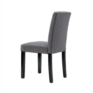 Set of 2 - Grey Fabric Dining Chairs with Black Wood Legs