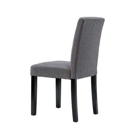 Image of Set of 2 - Grey Fabric Dining Chairs with Black Wood Legs