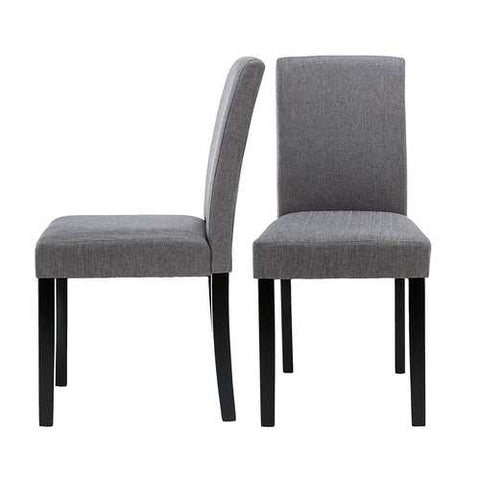 Image of Set of 2 - Grey Fabric Dining Chairs with Black Wood Legs