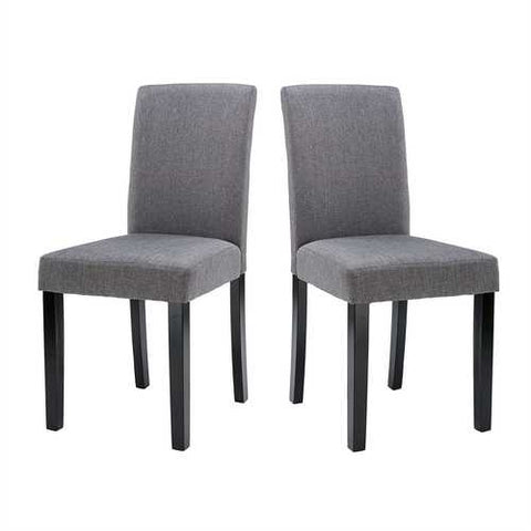 Image of Set of 2 - Grey Fabric Dining Chairs with Black Wood Legs