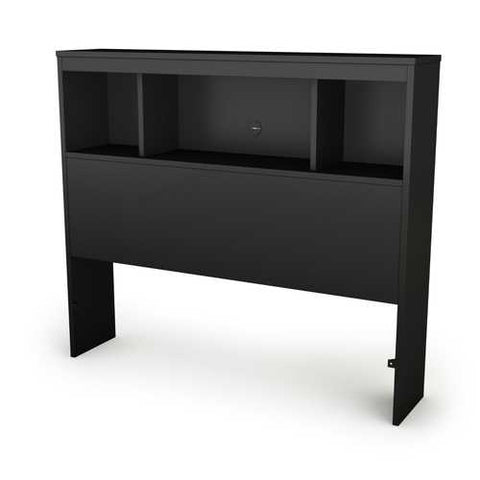 Image of Twin-size Bookcase Headboard in Black Finish - Modern Design