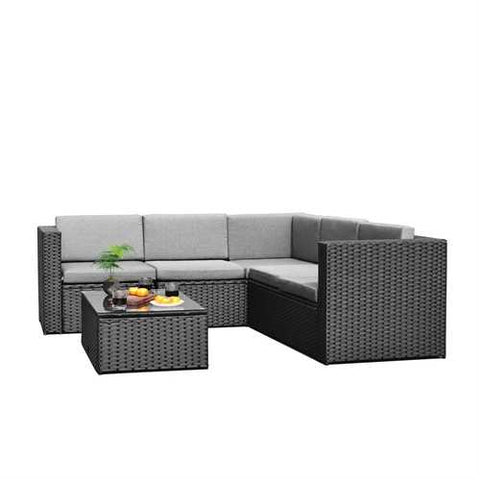 Image of Black Wicker Resin 4-Piece Outdoor Patio Furniture Set