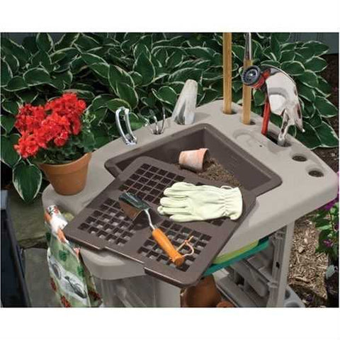 Image of Outdoor Portable Potting Bench Gardening Station Utility Bin