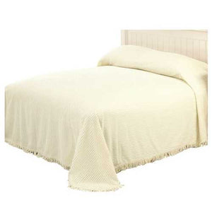 King size Ivory Bedspread 100-Percent Cotton Chenille with Fringed Edges