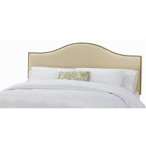 Queen size Velvet Upholstered Nail-Button Headboard in Buckwheat Color