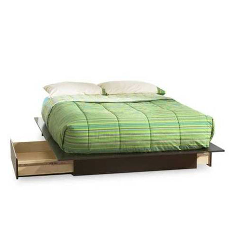 Image of Queen size Modern Platform Bed with 2 Storage Drawers in Chocolate