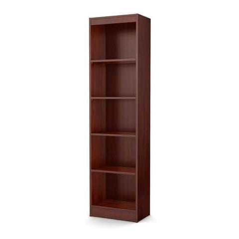 Image of Contemporary Narrow Bookcase with 5 Shelves in Royal Cherry Finish