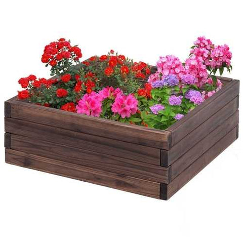 Image of Solid Fir Wood 2 ft x 2 ft Raised Garden Bed Planter