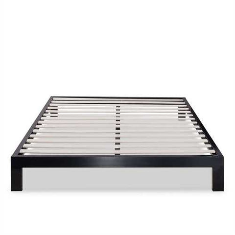 Image of King size Modern Black Metal Platform Bed Frame with Wood Slats