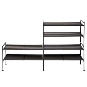 2-Tier Slatted Resin Stackable Folding Shoe Rack in Mocha Finish