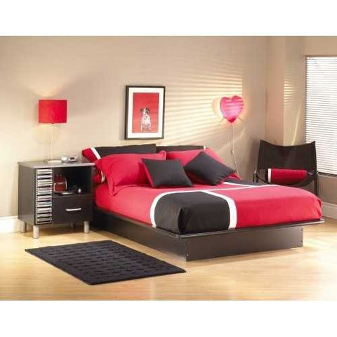 Image of Full Size Modern Platform Bed Frame in Black Finish