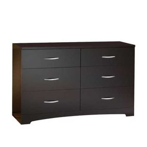 Modern 6-Drawer Bedroom Dresser in Chocolate Wood Finish