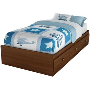 Twin size Cherry Finish Platform Bed with 3 Storage Drawers