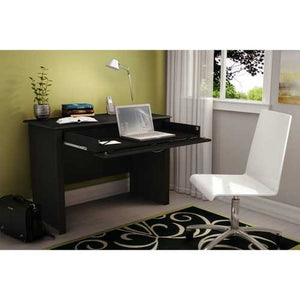 Black Laptop Computer Desk with Keyboard Tray Drawer