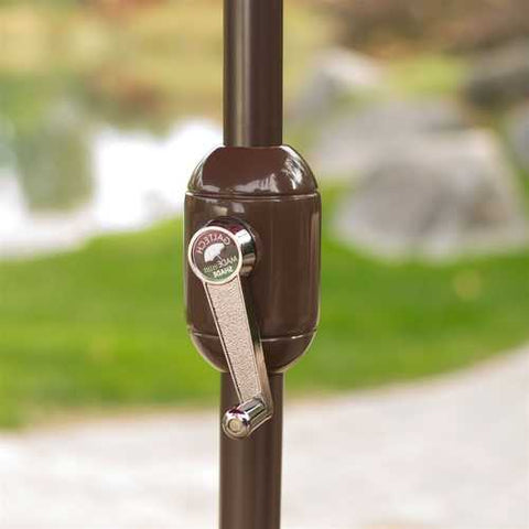 Image of Tilt 9-Ft Patio Umbrella with Heather Beige Canopy and Antique Bronze Pole