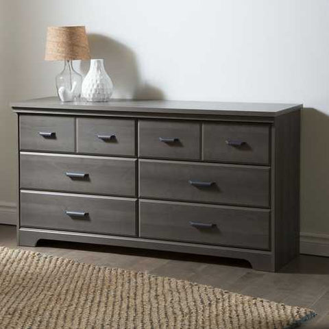 Image of Bedroom 6-Drawer Double Dresser Wardrobe Cabinet in Grey Maple Finish