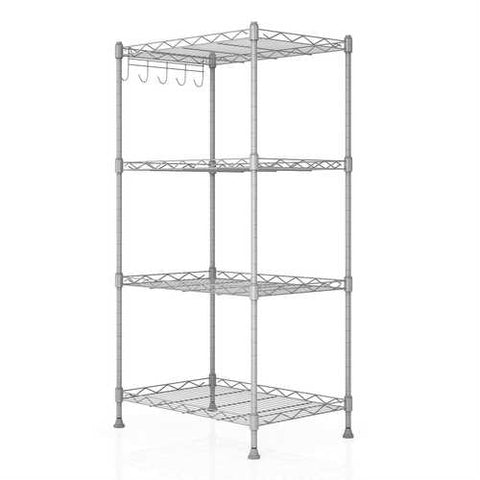 Image of Silver Metal 4-Shelf Wire Shelving Unit Storage Rack