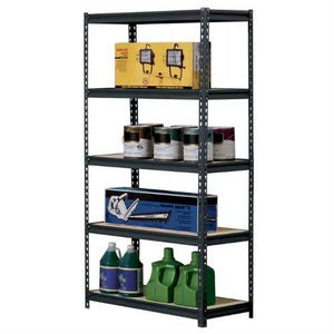 Heavy Duty 5-Shelf Riveted Steel Storage Rack Shelving Unit in Black