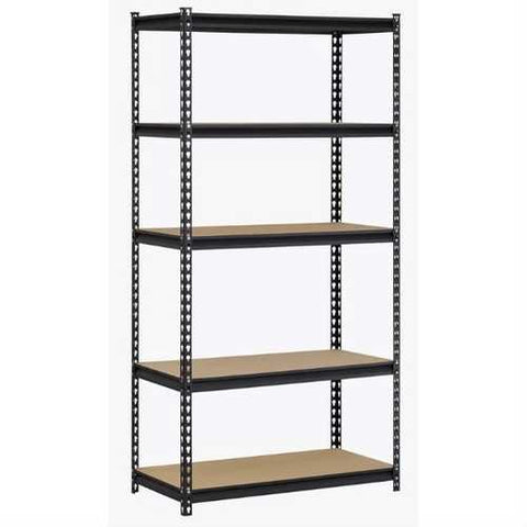 Image of Heavy Duty 5-Shelf Riveted Steel Storage Rack Shelving Unit in Black