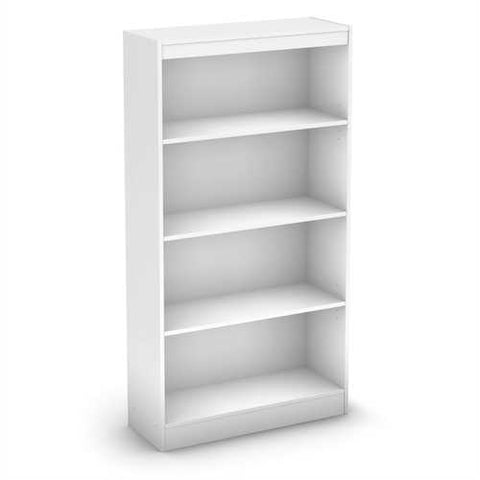 Image of White 4-Shelf Bookcase with 2 Adjustable Shelves