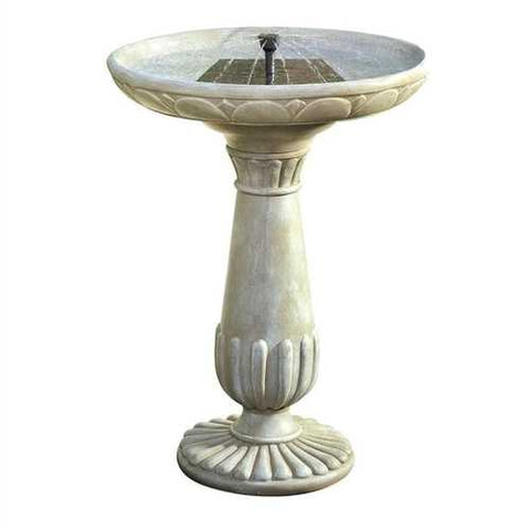 Image of Outdoor Solar Fountain Bird Bath in Fade Resistant Resin with Solar Pump