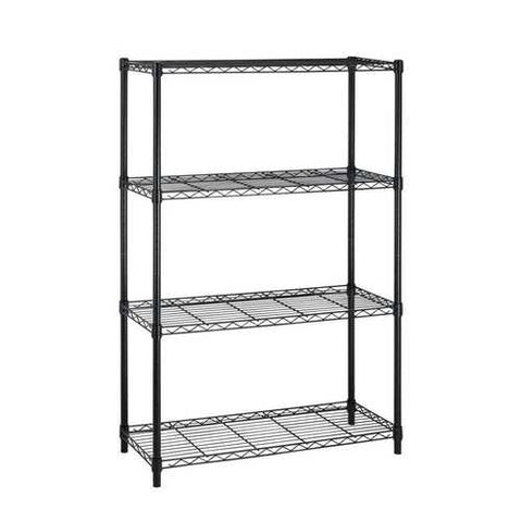 Image of Heavy Duty 4-Shelf Metal Shelving Unit in Black Steel Finish