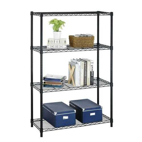 Image of Heavy Duty 4-Shelf Metal Shelving Unit in Black Steel Finish