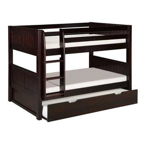 Solid Wood Modern Twin over Twin Bunk Bed with Trundle in Cappuccino