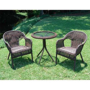 Outdoor Wicker Resin Patio Furniture Bistro Set in Mocha