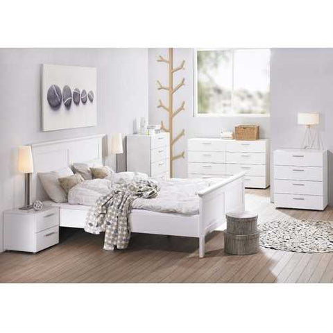 Image of Contemporary 5-Drawer Bedroom Storage Dresser Chest in White