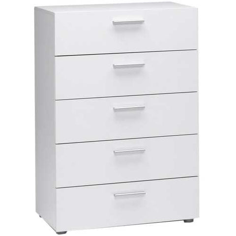 Image of Contemporary 5-Drawer Bedroom Storage Dresser Chest in White