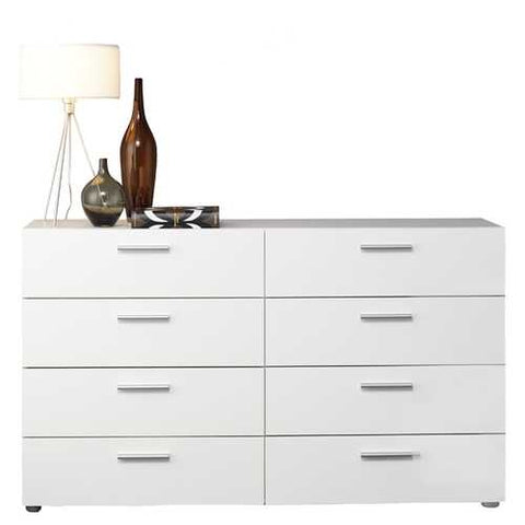 Image of White Modern Bedroom 8-Drawer Double Dresser