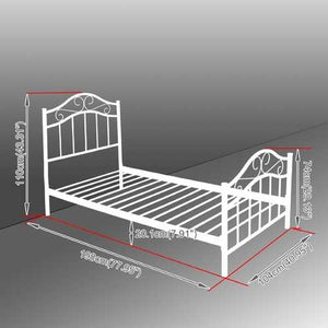 Twin size Metal Platform Bed Frame with Headboard and Footboard in White