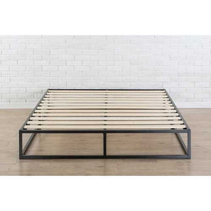 Twin size 10-inch Low Profile Modern Metal Platform Bed Frame with Wooden Slats