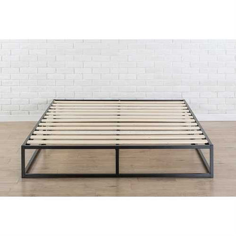 Image of Twin size 10-inch Low Profile Modern Metal Platform Bed Frame with Wooden Slats