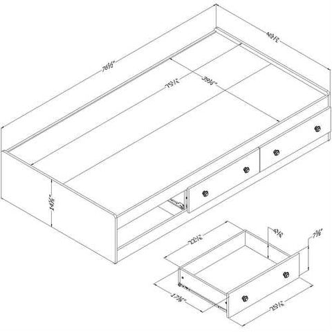 Image of Twin size White Wood Platform Bed Daybed with Storage Drawers