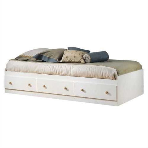 Image of Twin size White Wood Platform Bed Daybed with Storage Drawers