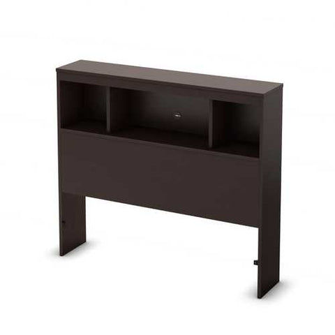 Image of Twin size Contemporary Bookcase Headboard in Chocolate Finish