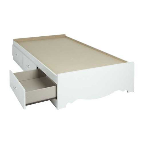 Image of Twin size White Wood Platform Day Bed with Storage Drawers