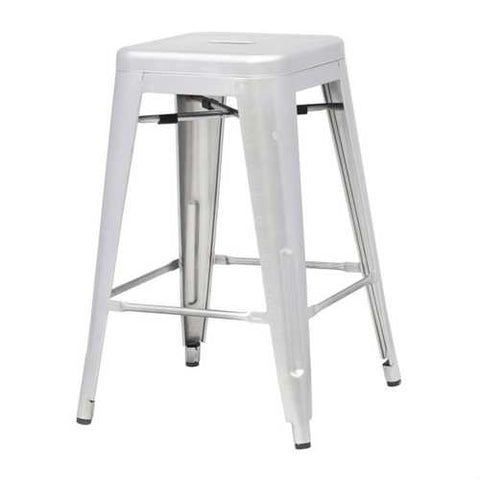 Image of Indoor Outdoor Backless Stacking Counter Height Bar Stool in Gunmetal Galvanized Steel