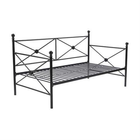 Image of Twin size Black Metal Day Bed Frame and Roll out Trundle Set