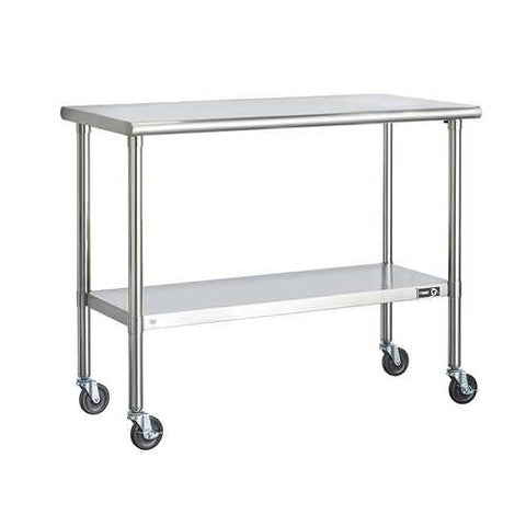 Image of Stainless Steel 2-ft Kitchen Island Cart Prep Table with Casters