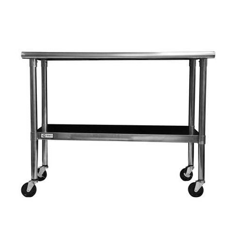 Image of 2ft x 4ft Stainless Steel Top Kitchen Prep Table with Locking Casters Wheels