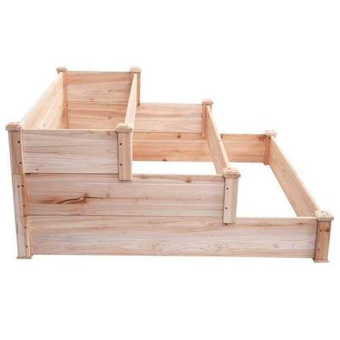 Image of Solid Wood 4 Ft x 4 Ft Raised Garden Bed Planter 3-Tier